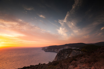 Fototapeta premium Colorful landscape with dramatic sunset