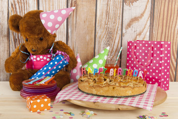 Birthday cake with candles for child party