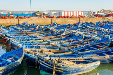 Fototapeta na wymiar Finish boats in Essaouira port