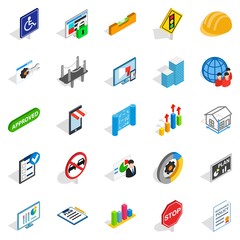 Resolve icons set, isometric style