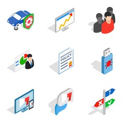 Fototapeta premium Biz development icons set, isometric style