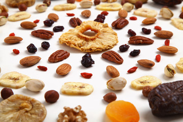 mandala of dried fruits and nuts - symbols of jewish holiday Tu Bishvat