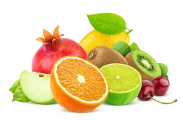 Keuken foto achterwand Vruchten Fruit geïsoleerd op witte achtergrond