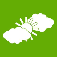 Sun and clouds icon green