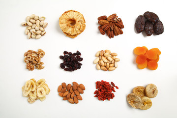 Mix of dried fruits and nuts - symbols of jewish holiday Tu Bishvat