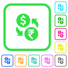 Dollar Rupee money exchange vivid colored flat icons