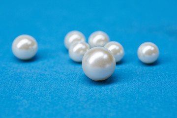 pearls on the blue background