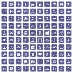 100 intelligent icons set grunge sapphire