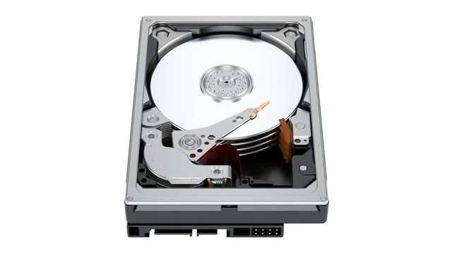 Working Hard Disk Drive (HDD). 3D rendering isolated on white background
