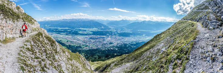 Hiker at Norkette mountain, Innsbruck, Austria.