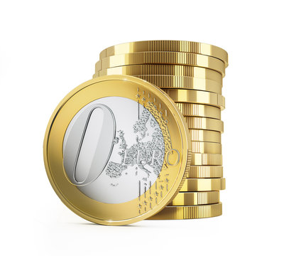 0 Euro Münze mit Stapel
