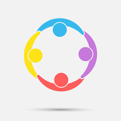 meeting room people logo.group of four persons in circle 