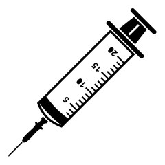 Syringe icon, simple black style