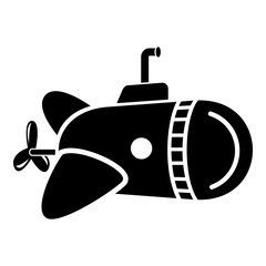 Submarine with round nose icon, simple style.