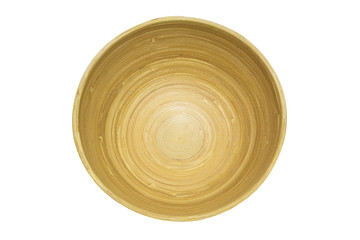 Bamboo plate, top view isolated on white background