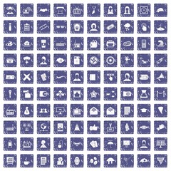 100 journalist icons set grunge sapphire