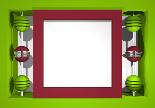 Abstrakter Hintergrund in kräftigen Farben mit geometrischen Formen grün, altrosa und weiß. 3d render