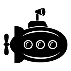 Bathyscaphe with horn icon, simple style.