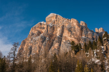 Tofana di Rozes over a blue sky in winter, Cortina D'Ampezzo, Italy