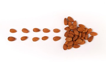 arrow shaped Mix of dried fruits and nuts - symbols of jewish holiday Tu Bishvat