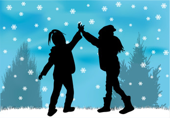 Children playing in the snow.
