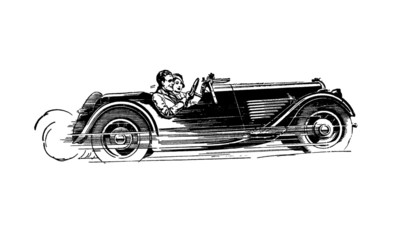 Vintage Retro Fast Car Illustration