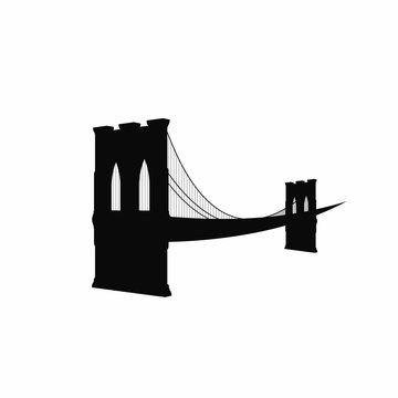 Brooklyn Bridge silhouette. Black Brooklyn Bridge icon isolated on white background. New York symbol