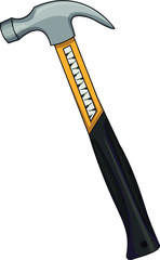 Vector illustration of a yellow hammer. A device that delivers a blow.