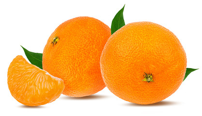 Fresh mandarin orange isolated on white background with clipping path