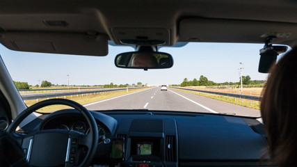 driving car on Autostrada Wolnosci in Poland