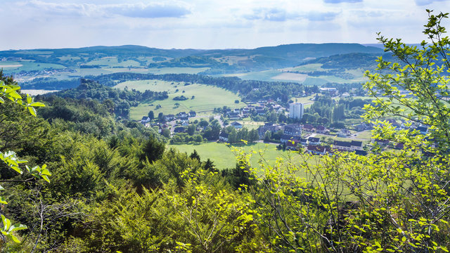 above view of Gerolstein town suburbs un summer