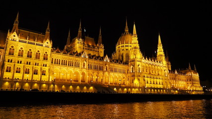 Night view of Hungarian parliament im Bucarest.