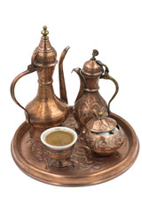 Bosnian coffee on white background
