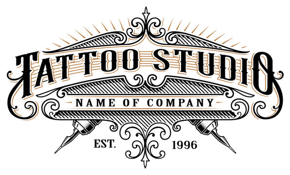 Vintage tattoo studio emblem_2 (for white background)