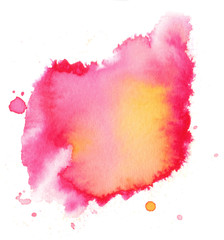 Colorful abstract watercolor texture stain with splashes and spatters. Modern creative watercolor background for trendy design.