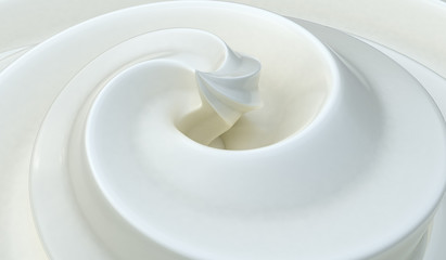 Whipped white cream background. 3D rendered illustration.