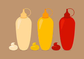 Vector Bottles With Sauses