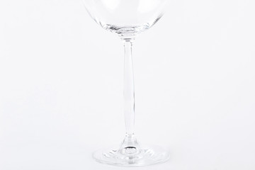 Cropped image of empty glass. Empty glass for wine on white background, cropped image.