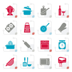 Stylized cooking tools icons - vector icon set