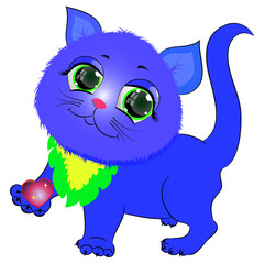 cute kitten with heart vector 