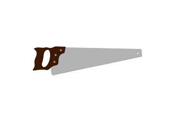Handsaw. Drawing of a crosscut saw, vector illustration. 