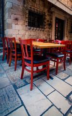 empty cafe in Dubrovnik Croatia
