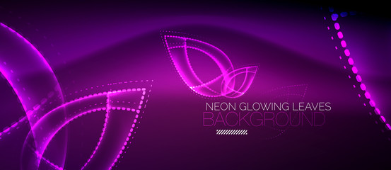 Neon leaf background, green energy concept