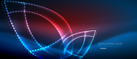 Neon leaf background, green energy concept
