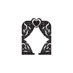 curtain with heart patterns icon. Valentine's Day elements. Premium quality graphic design icon. Simple love icon for websites, web design, mobile app, info graphics
