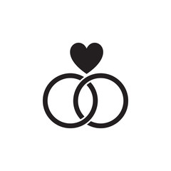 wedding rings with a heart icon. Valentine's Day elements. Premium quality graphic design icon. Simple love icon for websites, web design, mobile app, info graphics