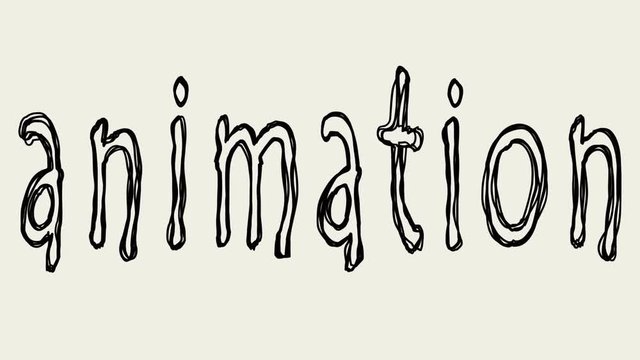 seamless looping word animation. animated text written in pencil on paper
