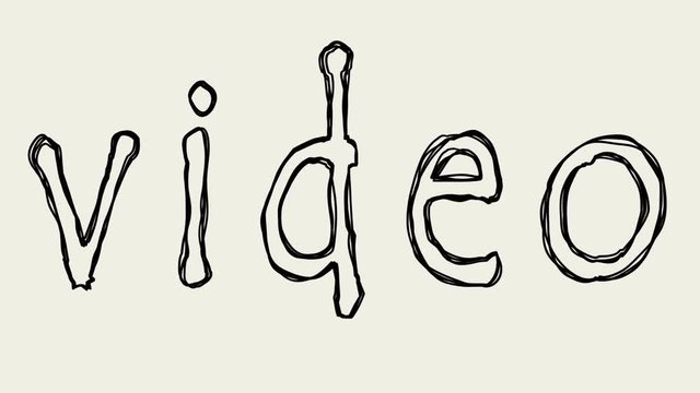 seamless looping word video. animated text written in pencil on paper