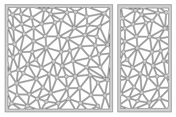 Set template for cutting. Abstract line pattern. Laser cut. Ratio 1:1, 1:2. Vector illustration.