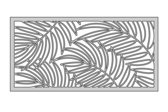 Template for cutting. Palm leaves pattern. Laser cut. Ratio 1:2. Vector illustration.